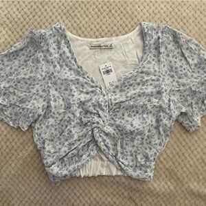 Abercrombie Blue and White Cropped Top